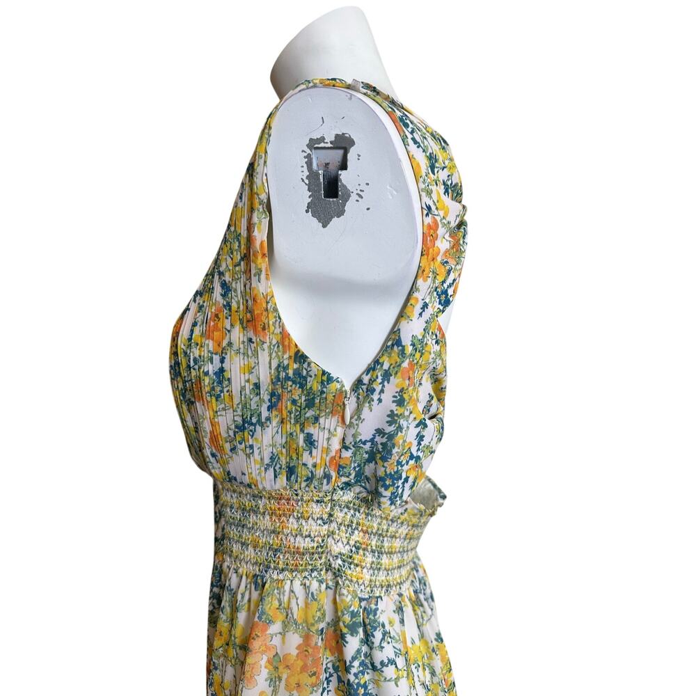 Sachin & Babi Floral Pleated Bow Back Midi Dress Size 6 Wedding Guest - Picture 5 of 12